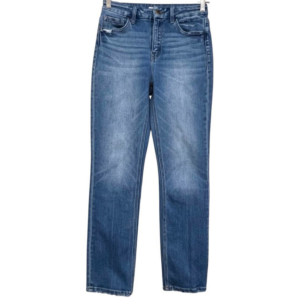 Flying Monkey Jeans Womens 26 Straight Distressed Hem Stretch Denim High Rise